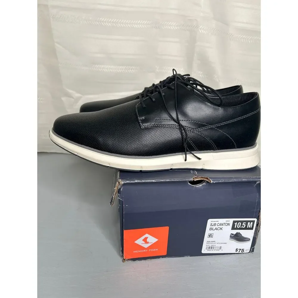 St. John's Bay Canton Mens Oxford Dress Shoes Black Size 10.5M Lace-Up NEW